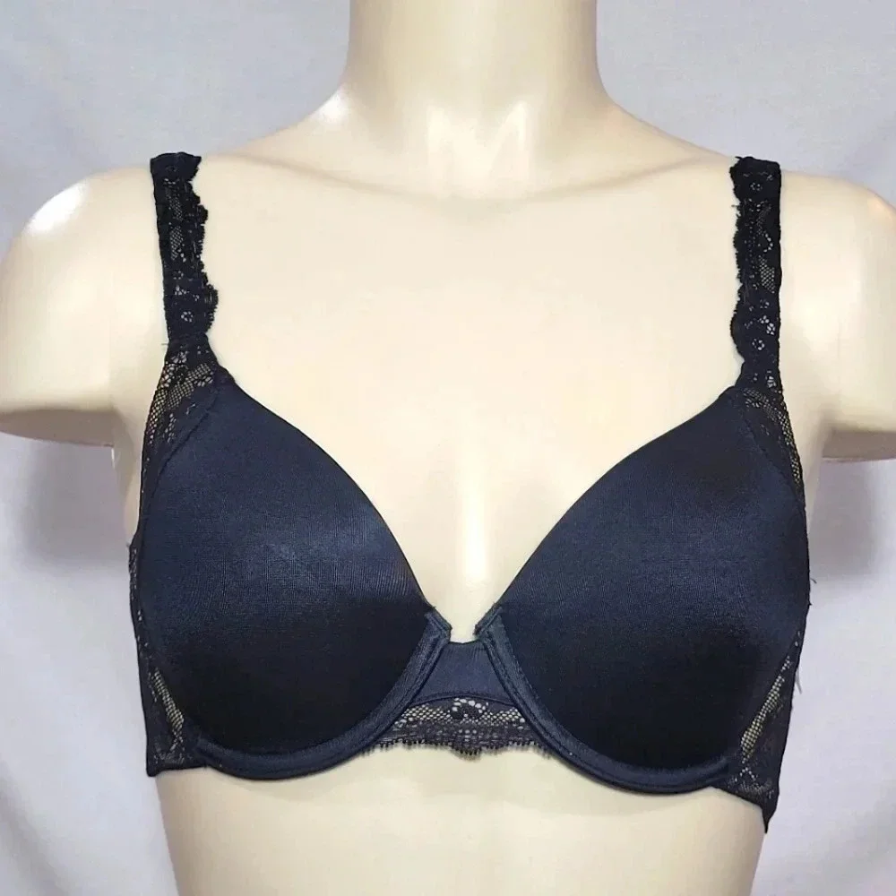 34DD Maidenform 7549 Pure Genius! Extra Cover UW Bra Black‎ NWT